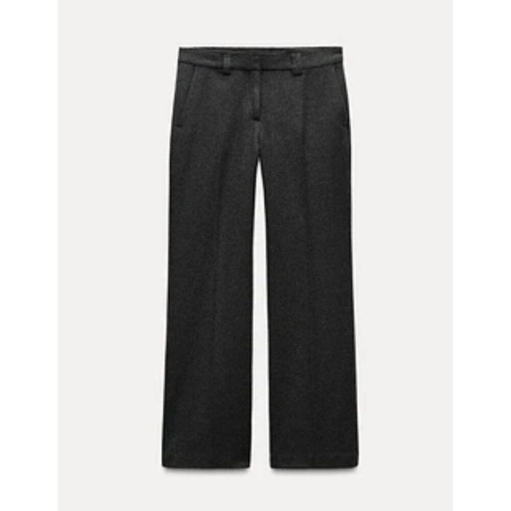 Zara Womens Dress Pants M Gray Wool Blend Straight Leg Trousers 3736/259 NWT - Picture 3 of 16